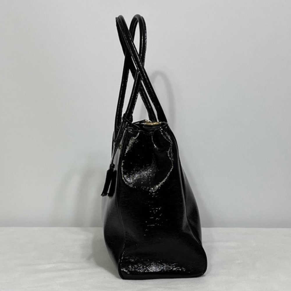 KATE SPADE New York Tri-Compartment Black Textured Patent Leather Tote - Picture 2 of 16